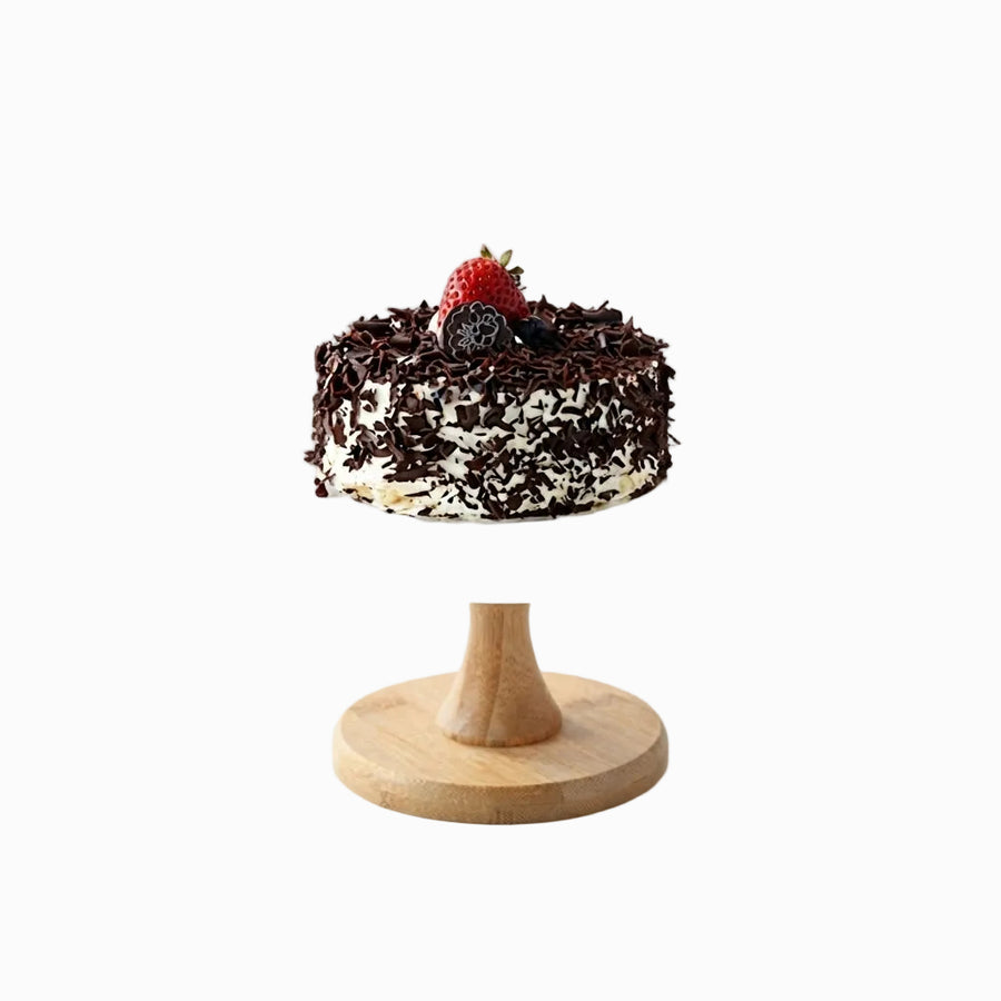 Porcelain Cake Stand with Bamboo Base