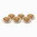 Set of 6 ribbed glass dessert bowls and saucers with gold edges filled with meghli