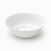 White opal glass serving bowl with wavy scalloped rim, 20 cm