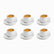 White Porcelain Coffee Cups & Saucers Set of 6 72ml, six cups filled with espresso and golden crema in 2 rows
