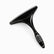 Black plastic window squeegee with grey rubber grip pads, hanging hole and grey rubber wiper blade