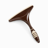 Brown plastic window squeegee with cream rubber grip pads, hanging hole and cream rubber wiper blade