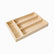 Light pine wooden cutlery drawer organizer with 1 narrow and 3 long compartments